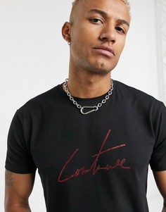 Черная футболка с отделкой стразами на логотипе The Couture Club-Черный
