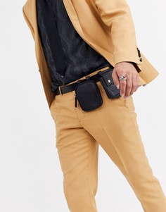 Черный кожаный ремень с карманами ASOS EDITION