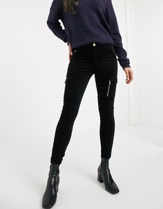 Черные вельветовые джинсы в винтажном стиле River Island-Черный цвет