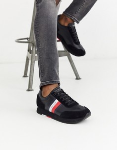Черные кожаные кроссовки для бега с фирменным флажком Tommy Hilfiger-Черный