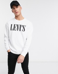 Белый свободный свитшот с круглым вырезом и логотипом в стиле 90-х Levis