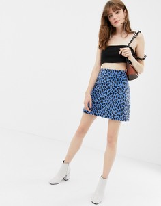 Леопардовая мини-юбка Glamorous-Синий