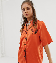 Рубашка с отложным воротником и вышивкой One Above Another-Оранжевый
