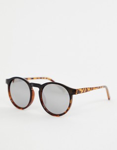 Черно-коричневые круглые солнцезащитные очки 7x-Черный