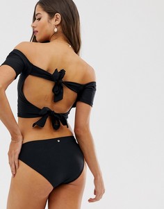 Укороченный бикини-топ со спущенными плечами Sam Edelman-Черный цвет