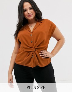 Темно-оранжевая блузка Brave Soul Plus Мaxwell-Коричневый
