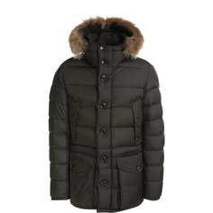 Куртки Moncler Удлиненный пуховик Rethel с меховой отделкой капюшона Moncler