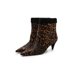 Ботильоны Charlotte с меховой отделкой на каблуке kitten heel Saint Laurent