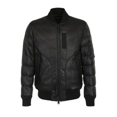 Куртки Moncler Пуховый бомбер на молнии с кожаной вставкой Moncler
