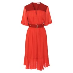 Платья Chloé Платье-миди с поясом и V-образным вырезом Chloé