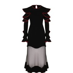 Платья Alexander McQueen Приталенное платье-миди с оборками и контрастной отделкой Alexander McQueen