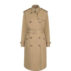 Тренчкоты Valentino Однотонный двубортный тренч с поясом и погонами Valentino