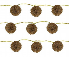 Электрическая гирлянда SNOWMEN из 10 закрученных шаров (золотой, серебристый)