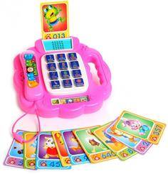 Развивающая игрушка ZHORYA Музыкальный телефон с карточками (розовый)