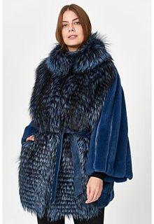 Шуба из аукционного меха норки KOPENHAGEN FUR и меха лисы Emfasi Pelle