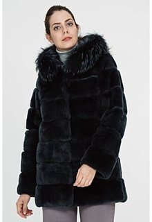 Шуба из меха кролика с капюшоном Virtuale Fur Collection