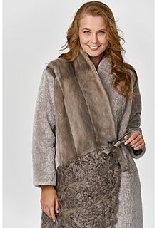 Шуба из овчины с отделкой мехом норки Virtuale Fur Collection