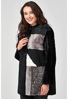 Комбинированная шуба из овчины Virtuale Fur Collection