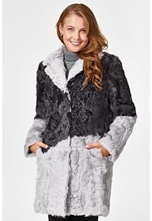 Утепленная шуба из овчины калган Virtuale Fur Collection