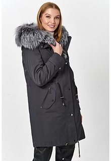 Утепленное пальто с отделкой чернобуркой Снежная Королева