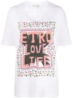 Etro футболка с короткими рукавами и надписью