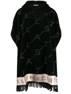 Stella McCartney пончо с капюшоном и монограммой