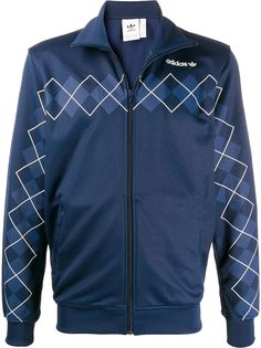 adidas спортивный топ на молнии с узором аргайл