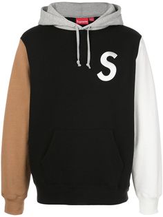 Supreme худи в стиле колор-блок с логотипом