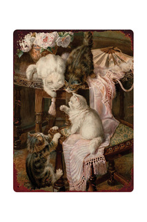 Винтажная картина с котиками Декоративная жесть