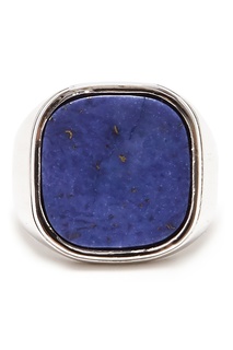 Кольцо-печатка с серебрением и синим камнем Lisa Smith