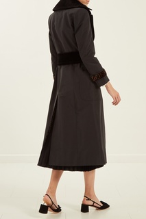 Черное пальто с отделкой Fendi