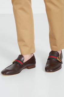 Коричневые лоферы из кожи Gucci Man