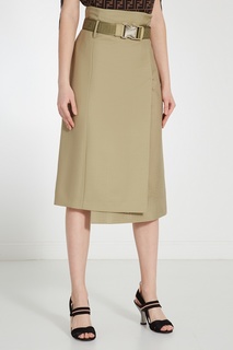 Юбка миди с запахом и перфорацией Fendi