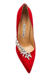 Красные туфли Nadira с кристаллами Manolo Blahnik