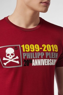 Красная футболка с рельефной надписью Philipp Plein