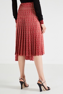 Красная асимметричная юбка с узором Fendi