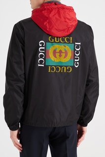 Ветровка с контрастным капюшоном и логотипом на спине Gucci Man