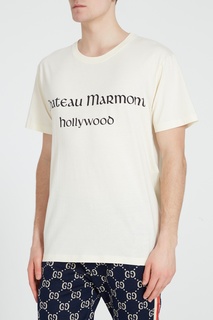 Белая футболка с надписью Gucci Man