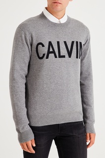 Серый пуловер с логотипом Calvin Klein