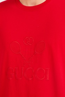 Красная футболка оверсайз Gucci Tennis