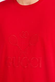 Красная футболка оверсайз Gucci Tennis