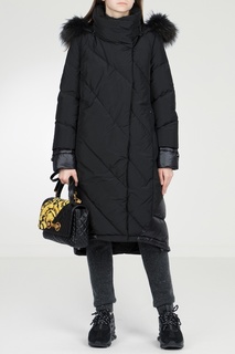 Черное стеганое пальто Diego M
