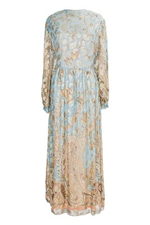 Шелковое платье с золотым принтом (70-е гг.) Oscar de la Renta Vintage