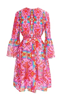Шелковое платье с плиссированным верхом (70-е гг.) Oscar de la Renta Vintage
