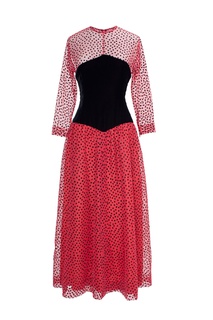 Шелковое платье с бархатной вставкой (70-е гг.) Givenchy Vintage