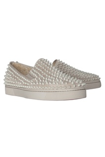 Кожаные ботинки Roller-Boat Flat Veau Velours/GG/Spikes Christian Louboutin