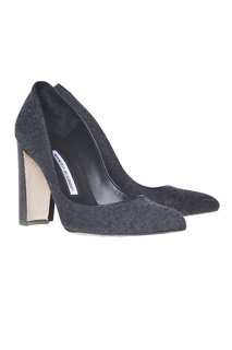Темно-серые туфли на устойчивом каблуке Neurotica Manolo Blahnik