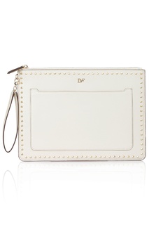 Кожаный клатч Zip and Go Pouch Studded Leather Diane Von Furstenberg