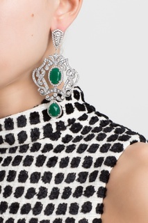 Серебряные серьги с зелеными агатами и бесцветными топазами «Пирлипат» Axenoff Jewellery