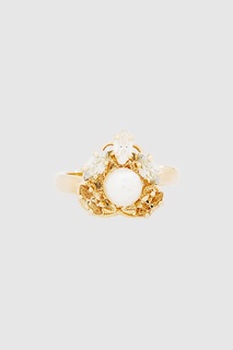 Позолоченное кольцо с кристаллами и жемчугом Anton Heunis